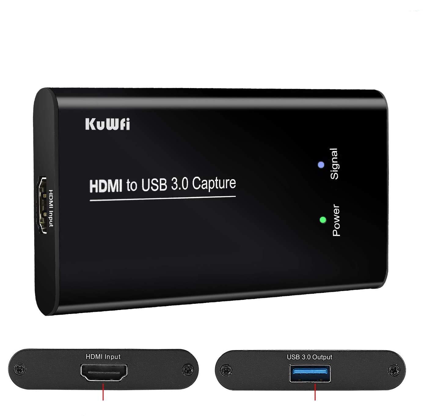 KuWFi 4K Audio Video Capture Card 1080P 60FPS, HDMI USB 3.0 Video Capture Device for Game Recording, Live Streaming Broadcasting,Xbox One/PS4/Camera/Windows Mac/OBS