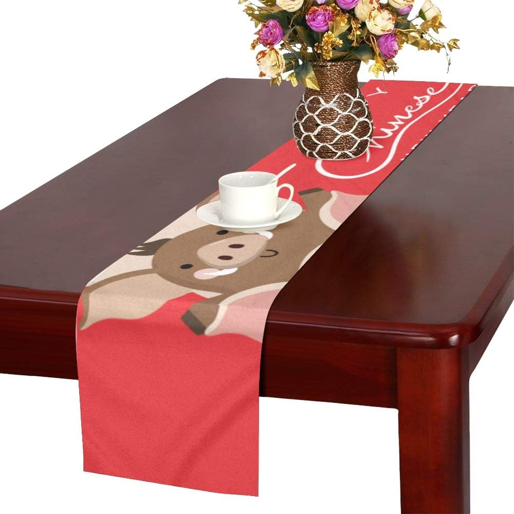 Amazon Com Lixhale Table Runner Quilt Red Happy New Year Pig Runner For Kitchen Table Centerpiece Table Runner 16x72 Inch For Dinner Parties Events Decor Home Kitchen