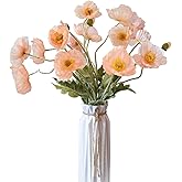 Kainonnan Artificial Flowers 5Pcs Poppies Flowers Artificial Silk Flowers for Home Office Wedding Outdoor Decor (Coral)