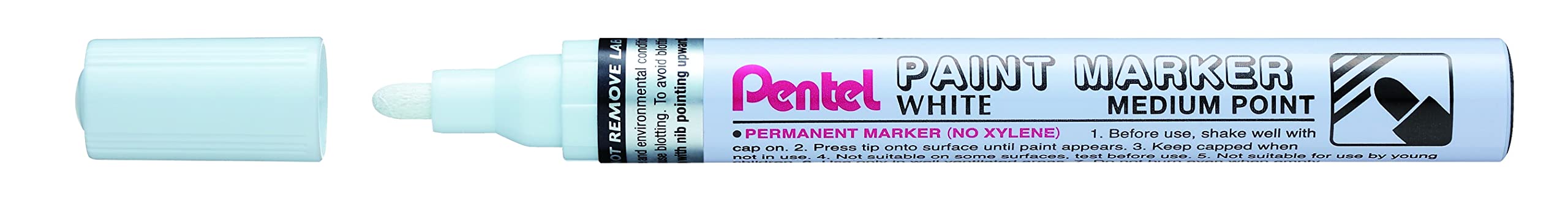 Pentel MMP10 Paint Marker Pen, 4.5mm Tip Medium Bullet Point, White ink (Single Pen)