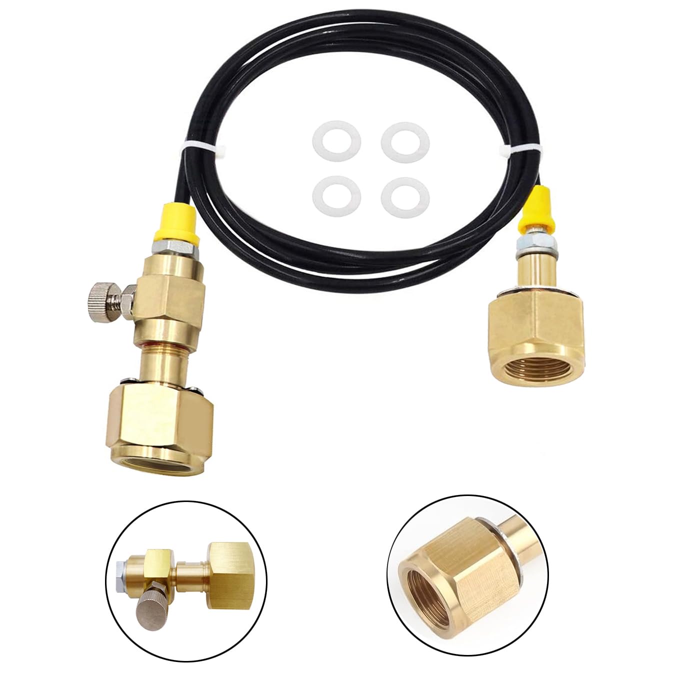 Upgraded CO2 Tank Refill Adaptor Transfer Hose，for large CGA320 CO2 tank filled to the small CGA320 Tank(60 inch)
