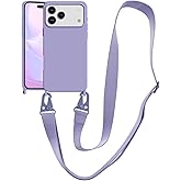 VooDirop Compatible with iPhone 17 Pro Case with Lanyard Crossbody iPhone Case with Strap Adjustable Shockproof Drop Protection Silicone Phone Cover for iPhone 17 Pro 6.3 inch Lavender Purple