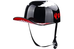 Uchoose Baseball Style Cap Motorcycle Helmets Matte Black Unisex-Adult Helmet for Adults Motorcycle Motorbike Moped Street Bike DOT Approved