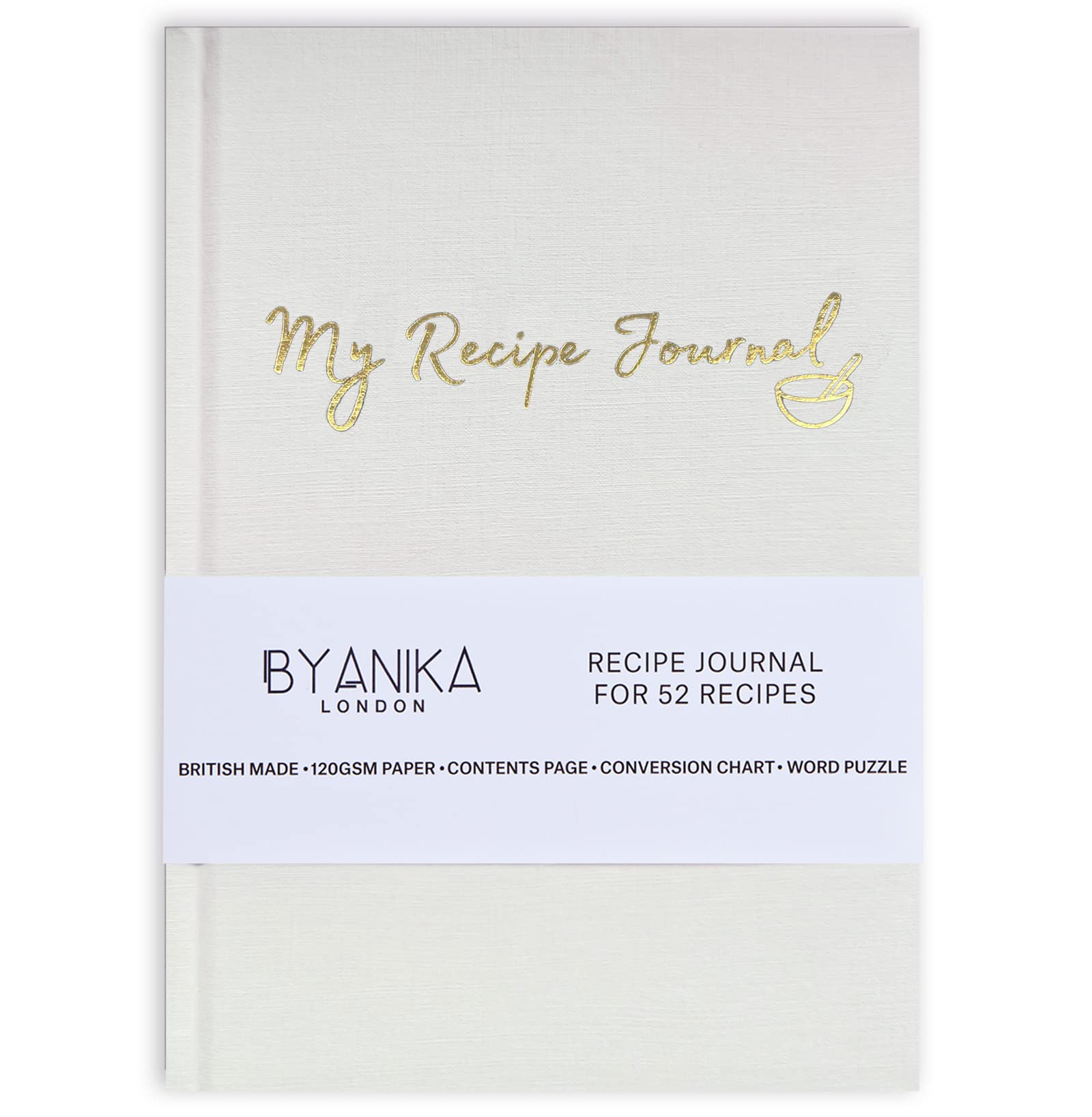 BYANIKA Recipe Book For Own Recipes - Pumice | Create Your Own Cookbook Journal | Hardback Notebook | Blank Diary To Write In | Cooking Organiser Family Cook Books | Foodie Baking Kitchen Gifts