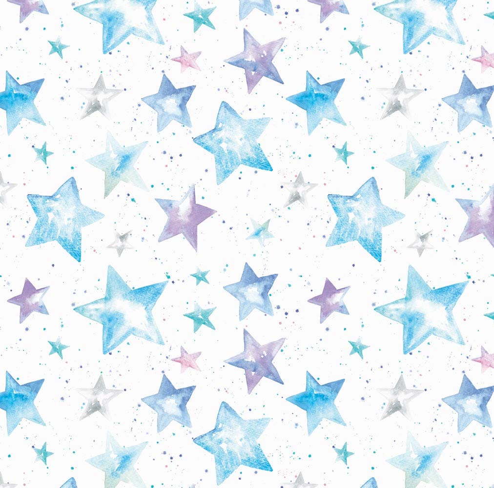 Star eco printed gift wrapping paper, 2 sheets of wrap and 2 tags