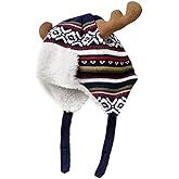 Home Prefer Kids Christmas Hats Cotton Brocade Knit Cap Elk Horn Winter Hat Red