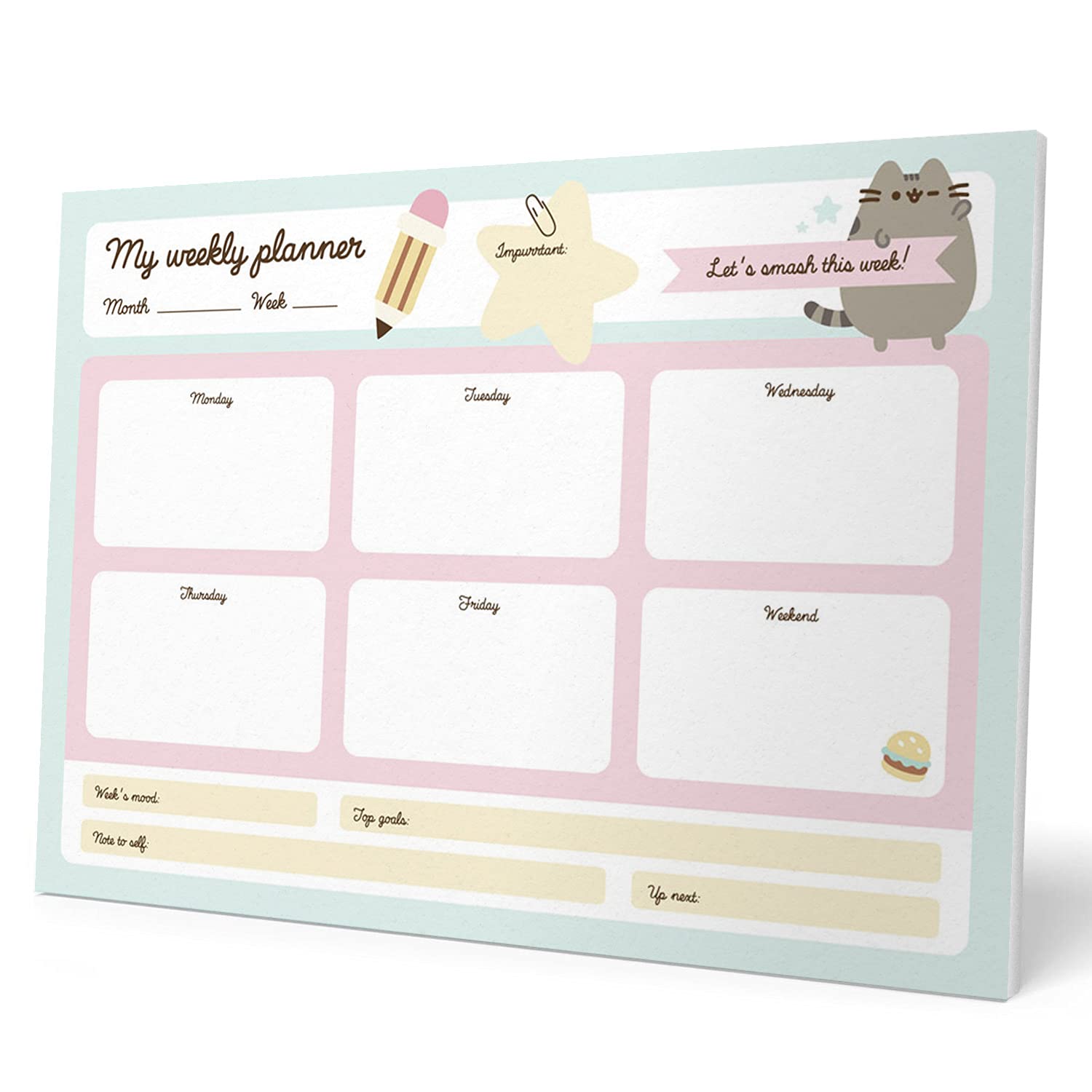 Grupo Erik Weekly Planner A4 - Pusheen Cat Stationery | Undated Daily Planner Family, Desk Calendar, 54 Tear Off Pages A4 Notepad | Pusheen Gifts For Cat Lovers, Gifts Under 10 Pounds