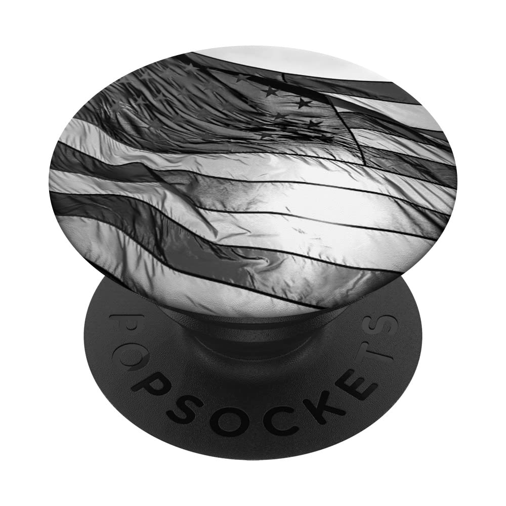 American Flag Black And White US PopSockets Swappable PopGrip