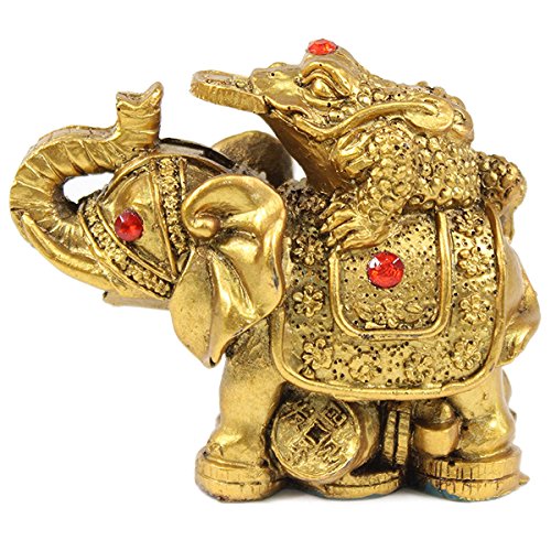 Gold Elephant Feng Shui Statues Wealth Lucky Figurine Home Decor