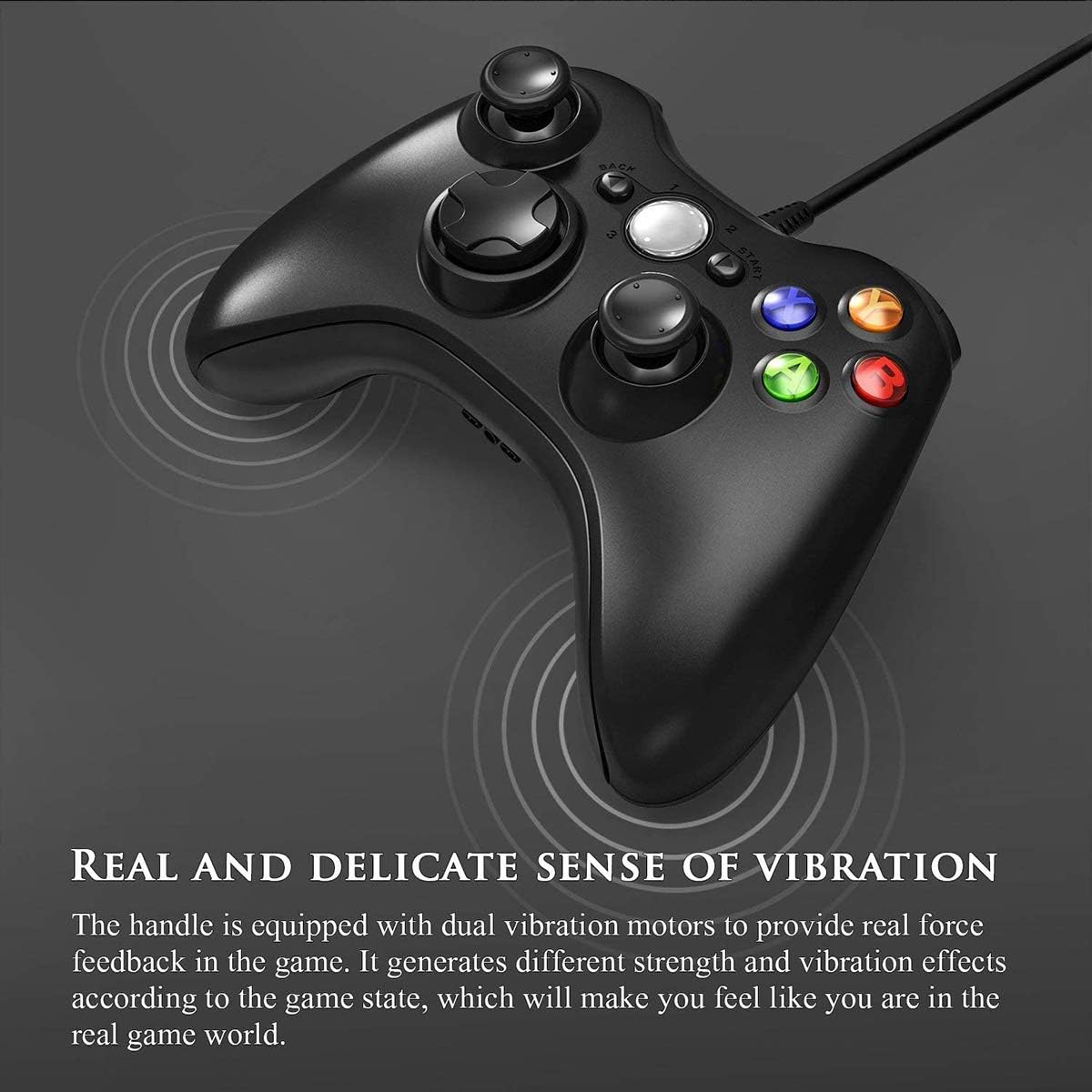 AodoT Xbox 360 Controller, Game Controller Gamepad USB Wired Shoulders Buttons Ergonomic Design Joypad for Microsoft Xbox & Slim 360 PC Windows 7/8/ 10 (Black): Computers & Accessories