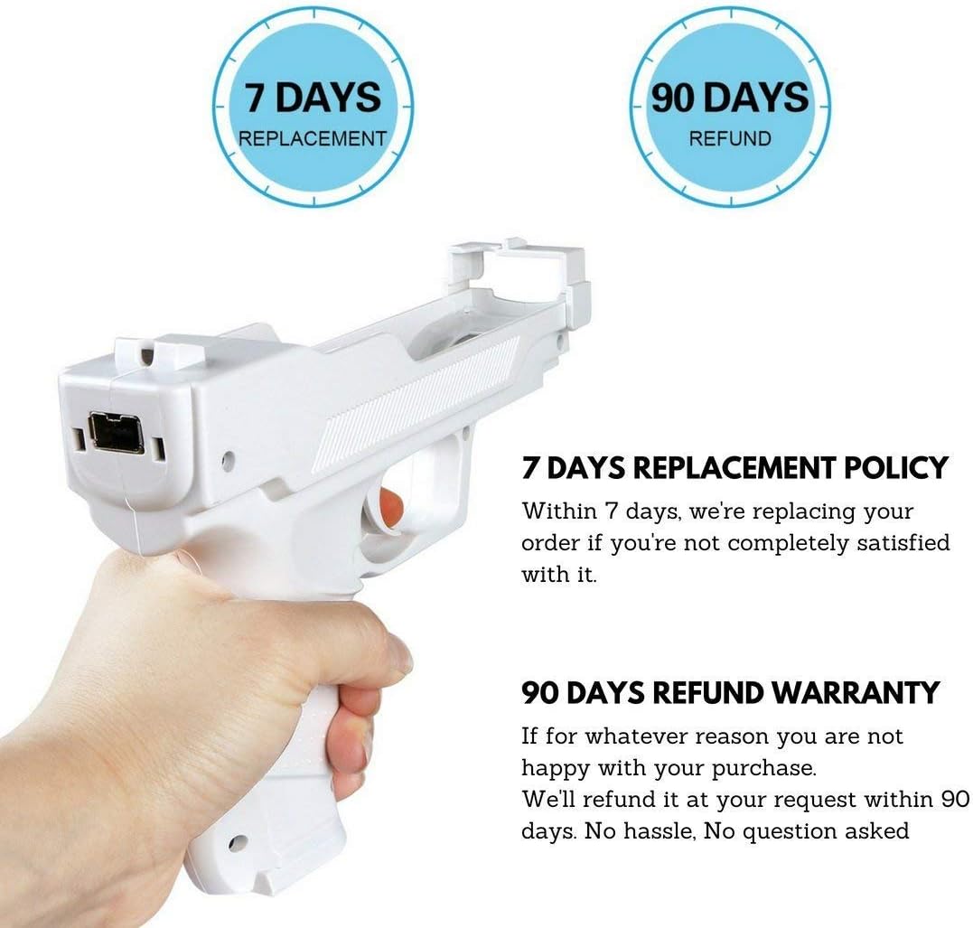 Motion Plus Gun Compatible with Nintendo Wii Controller + Wii Shooting Games (White): Video Games