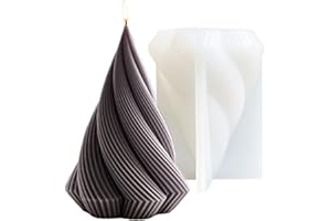 TOPYS Large 3D Conical Geometric Curved Column Silicone Candle Mould, 4.9in Abstract Home Art Shaped Resin Casting Mould for Candle Making and Baking Making Soap Wax Cake Mousse Ice Cream