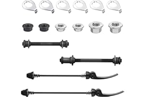 Yauhar 16Pcs 3 Size Bicycle Hub Flanged Axle Nut and Safety Washer Kit with Quick Release Skewer Front & Rear Bicycle Axle Re