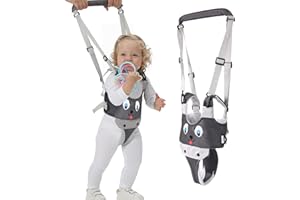 IULONEE Baby Walker, Handheld Kids Toddler Walking Harness Helper Assistant Protective Belt Child Activity Walker Adjustable Standing Up Walking Learning Helper for Toddler 7-24 Month (N-Grey)