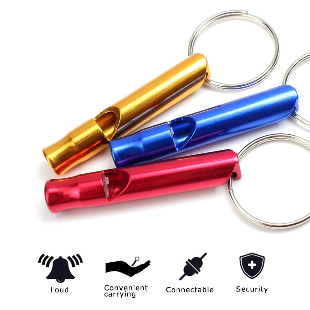 6pcs Emergency Aluminum Whistle Key Chain ,AlwaysDecor Loud Whistles great for Camping Hiking Hunting Outdoors Sports