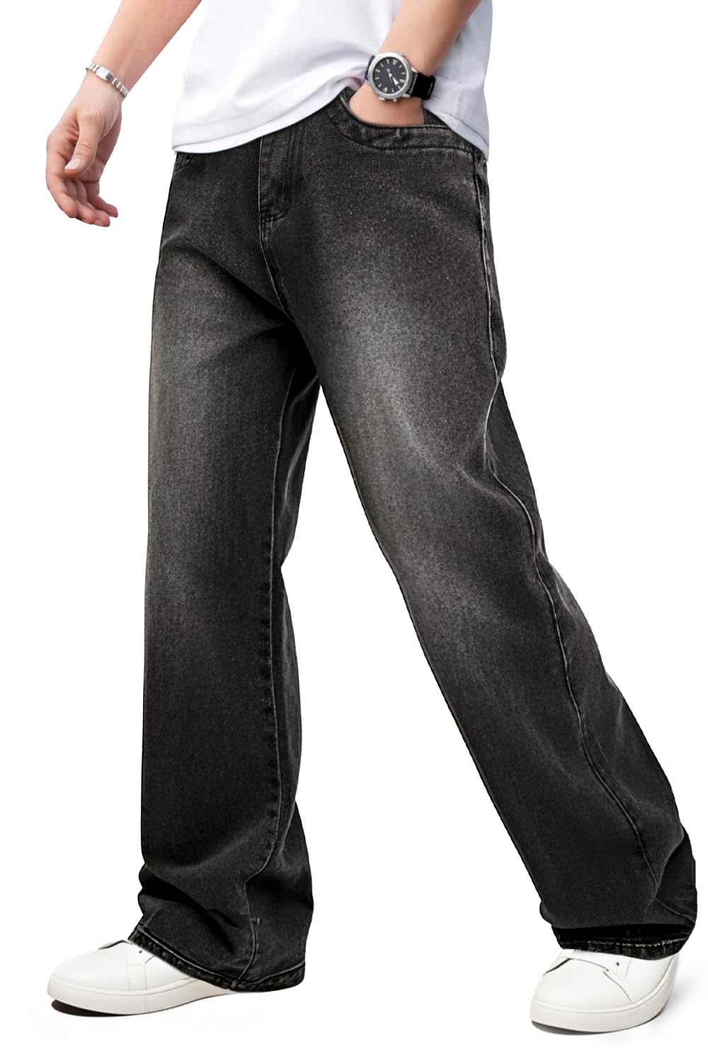 Photo 1 of ***USED***GINGTTO Mens Baggy Jeans Wide Leg Y2k Denim Pants Men Hippie Streetwear Wide Leg Grey 34