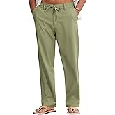 COOFANDY Mens Cotton Linen Pants Casual Lightweight Summer Beach Dress Pant | Light Weight, Drawstring, Elastic Waist, Stretch, Soft, Breathable, Classic Fit, Summer Vacation