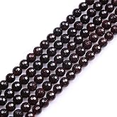 GEM-Inside Garnet Gemstone Stone Beads Natural 8mm Round Faceted Crystal Energy Stone Power for Jewelry Making 15"