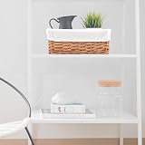 Woodluv Brown Wicker Storage Basket with Off White Lining Small view 5
