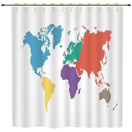 Shower Curtains Home Garden The World Map Theme Waterproof