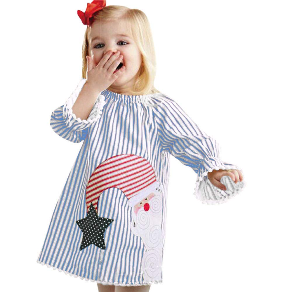 プリント 長袖 幼児 Clearance ブルー Cqc434 B07h5fh9q9 クリスマス プリンセス ストライプ ドレス Yesyes クリスマス 3 4t チュチュ ガール サンタ ブルー 3 4t 衣装 子供 ドレス 女の子 ベビー キッズコスチューム ラッピング無料