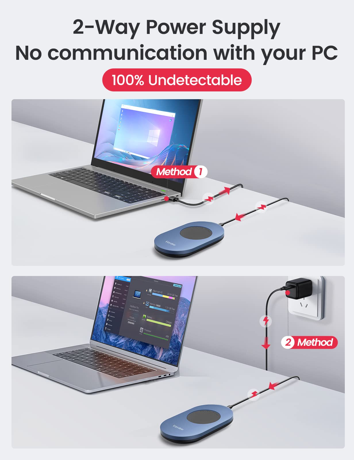 Vaydeer Ultra Slim Mouse Mover, Air 3 Mouse Jiggler with Adjustable Interval Timer, Undetectable & Noiseless, Simulates Realistic Mouse Movement, Driver-Free for Keeping The PC Active and Secure