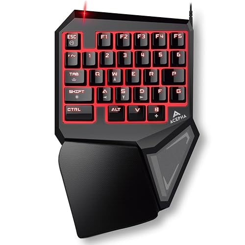 Best Gaming Keypads - ACEPHA T9 Pro Gaming Keypad Gameboard with Programmable Keys 7 Color LED Backlit, 16-keys Rollover, Brand New Key Layout and Anti-Fatigue Wrist-pad