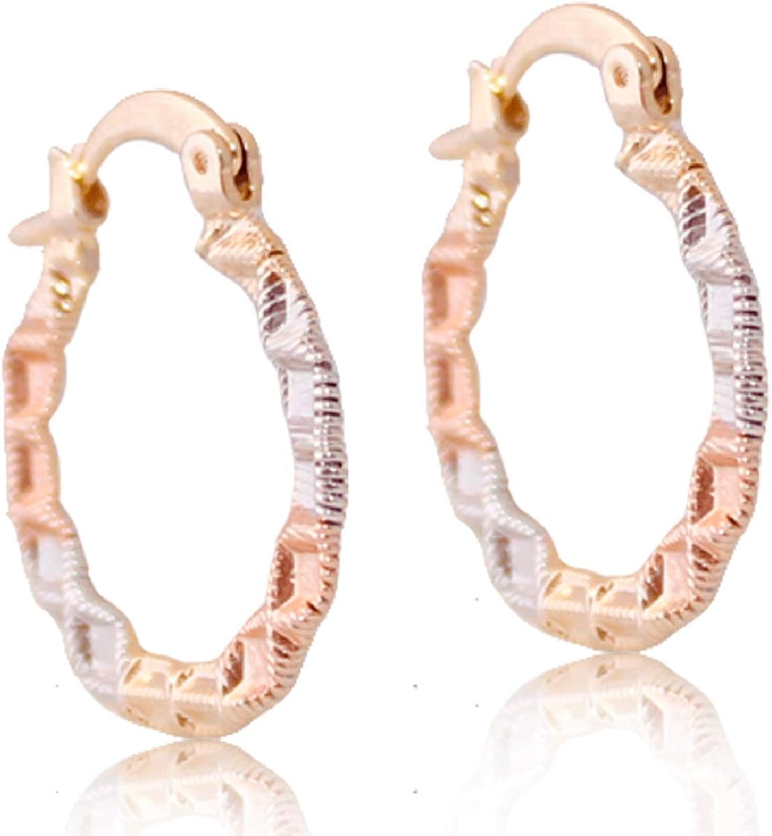 18k Gold Laminated Earrings with TriColour Greek Pink