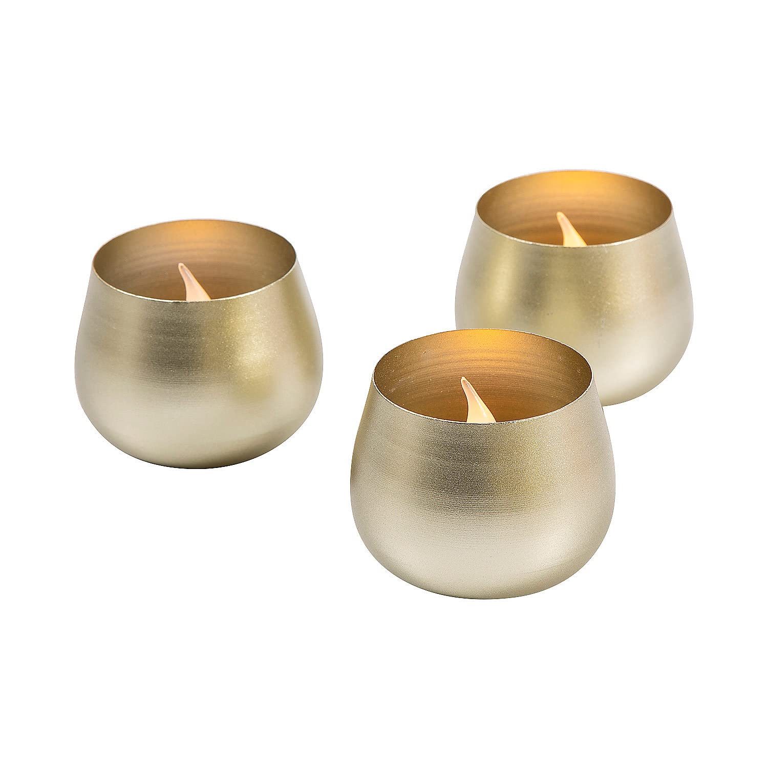 Photo 1 of Fun Express Gold Metal Votive Candle Holders - Candle Holders for Table Centerpieces - Halloween, Christmas & Thanksgiving Decorations Indoor - 12 Pieces