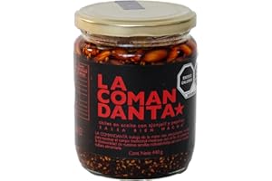 LA COMANDANTA |Salsa Macha |Ideal for Use on Meats, Seafood, Eggs, Soups and More | Medium Spicy | Traditionally crafted | Unique Blend of 3 Mexican Chilies | Chili | Sauce | Family Size 440g