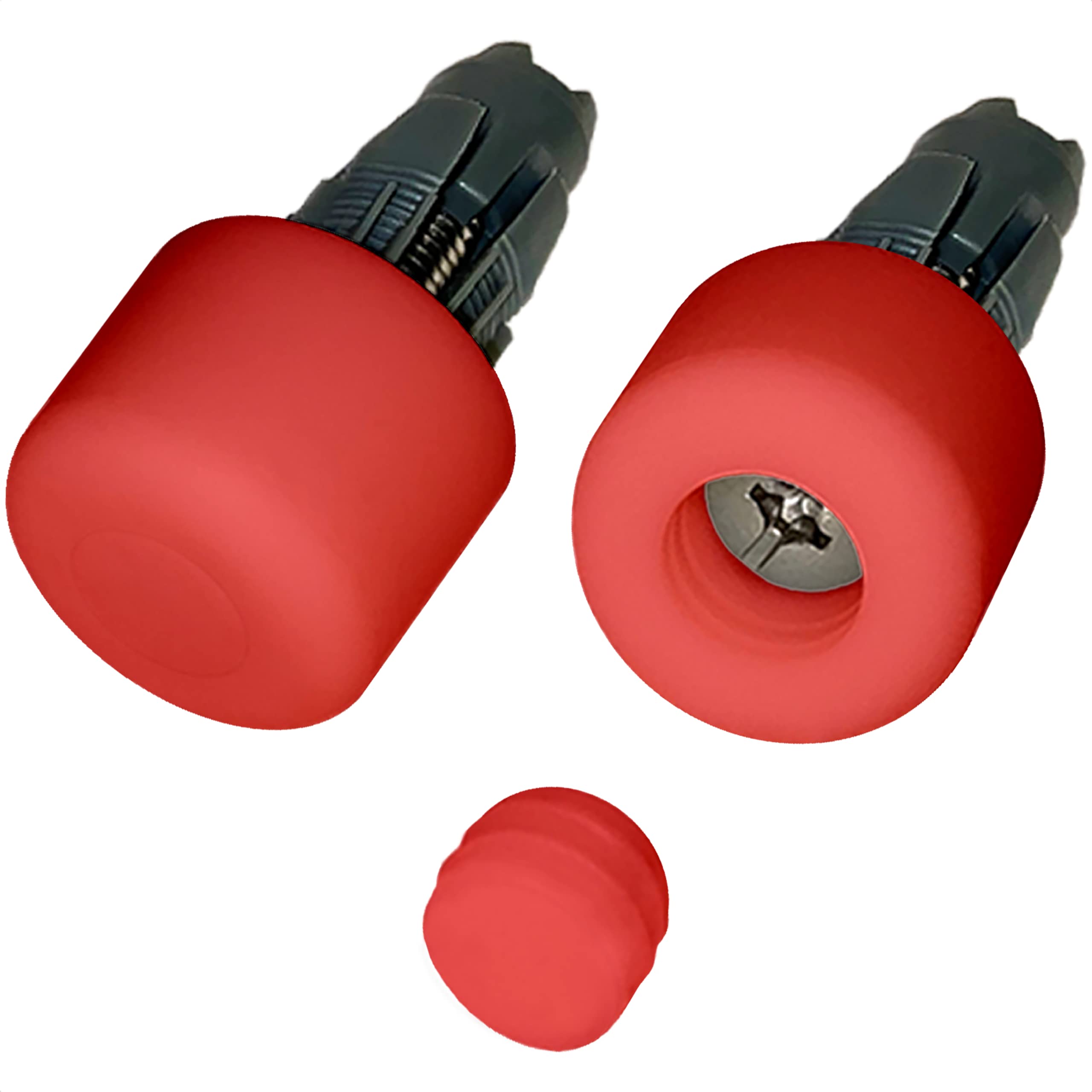 Photo 1 of BUMPY End Plugs, The Bicycle Handlebar Bumper, Innovative Rubbery Design, Made of Durable Colorful Silicone, Expands to Lock in Place, Adds Safety & Style, One Pair (Red)