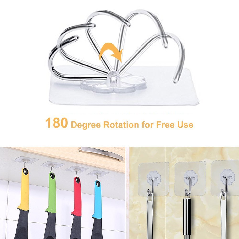 Self Adhesive Hooks 11 Pack Versatile Powerful Adhesive Wall Hooks No
