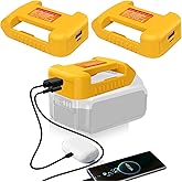 Fybemax 2 Pack USB Fast Charger Adapter for Dewat 20V Battery with USB & Type-C Rapid Charging Power Wheel Adapter USB Charge