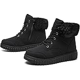 ZGR Women's Snow Boots Winter Waterproof Ankle Booties with Side Zipper,Warm Lining for Outdoor Combat Boots