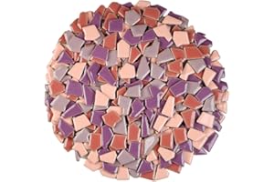 Verz Tile Ceramic Mosaic Tiles for Crafts & Art Projects 200 Grams Vibrant Colors Pieces Fit Together Like a Puzzle Endless Creative Ideas for Mosaic Art DIY Hobbies Small Sizes (Pinks & Purples Mix)