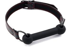 Silicone Sex Bar Gags Muzzles, SM Dog Bone Gag for Sex Games, BDSM Restraints Toys Bondage Ball Gags (Black-1)