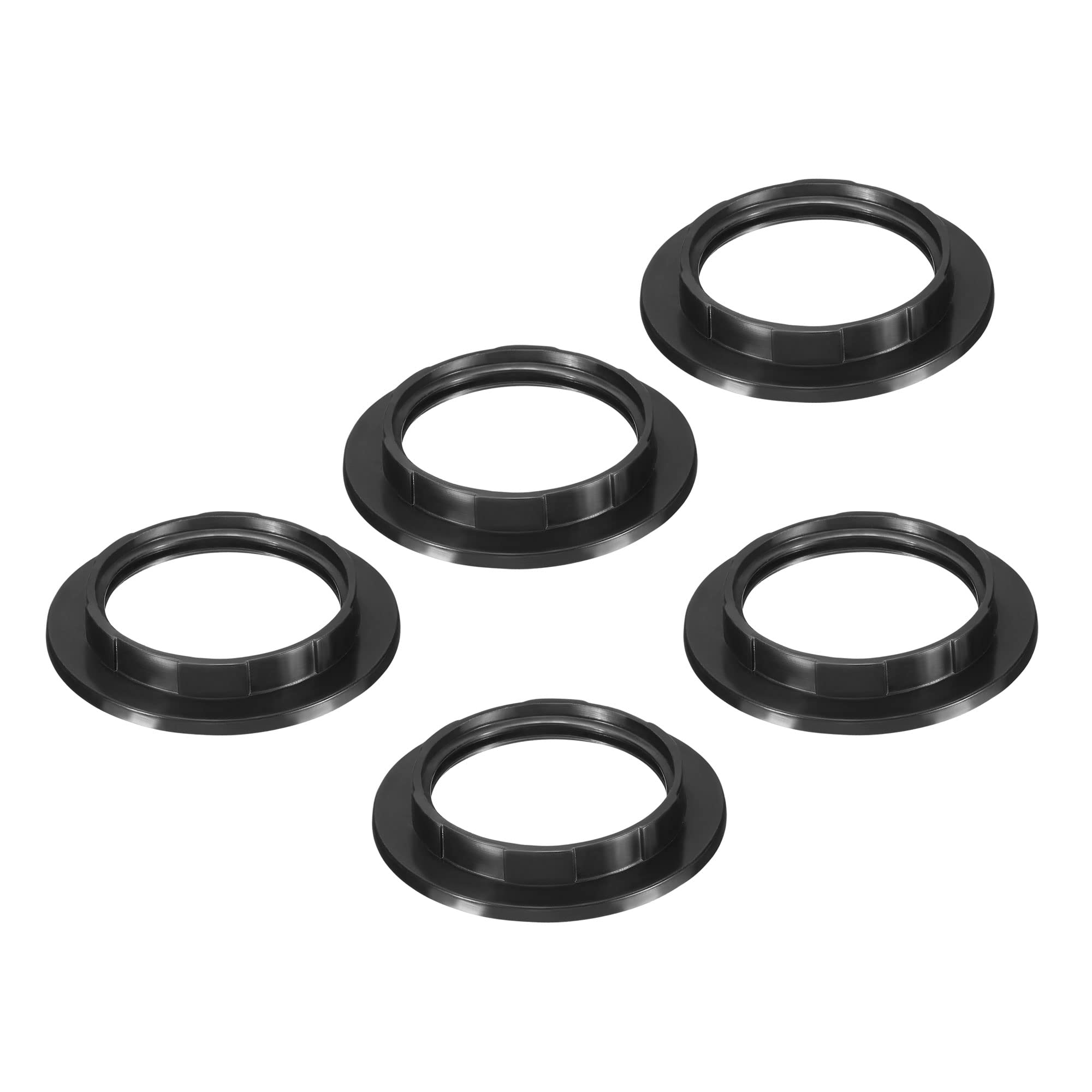 PATIKIL E26 Light Socket Rings, 5 Pack Lamp Shade Holder Adapter Ring for Light Fixtures, Black Color