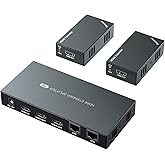 PWAYTEK HDMI Extender Splitter 1x2 1080P@60Hz Over Cat 5E/6/7 Ethernet Cable 50m (165ft) Support 2 HDMI loopout EDID Copy POC Function (1 in 2 Out)