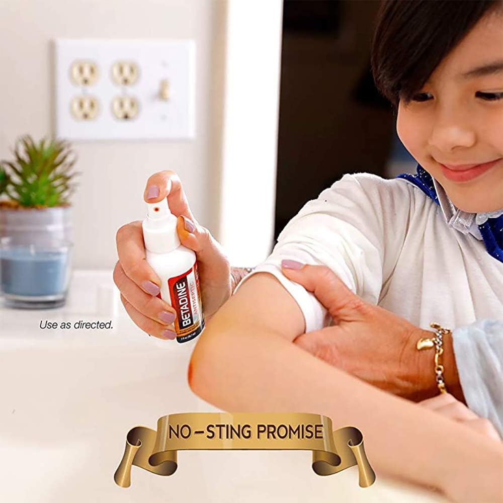 Betadine First Aid Spray 3 oz Povidone Iodine Antiseptic with No-Sting Promise (Packaging May Vary): Health & Personal Care
