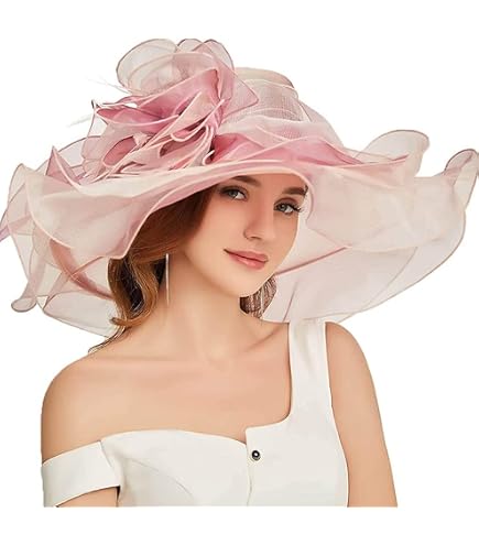 Women Organza Church Derby Hat Wide Brim Sun Hats for  display picture 1