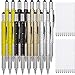 Zhanmai 16 Pcs Multitool Pens 6 in 1 Multi-tool Pen Set with Refills for Men's Birthday Gifts, Christmas Stocking Stuffers for Men Dad Husband (Gold,Black,Yellow,Silver)