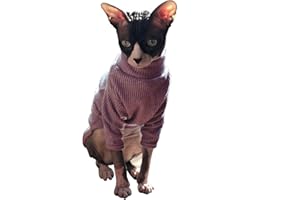 Bonaweite Sphynx Cat Clothes, Cat Sweaters for Cats Only, Soft Cat Turtleneck Cotton Shirt, Pullover Kitten Clothes Outfits for Male Female Cats, Hairless Cat Pajamas Onesie Costume for Halloween