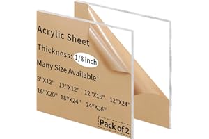 GDHWXCL 2 Pack 5" x 7" Clear Acrylic Sheets 1/8" Thick Plexiglass Acrylic Sheet Transparent Cast Acrylic Sheet for DIY Craft Projects, Signs, Display Cases - Easy to Cut with Laser, Saw or Hand Tools