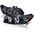 Spec-D Tuning LED Projector Headlights Glossy Black Housing Smoke Lens Compatible with 2006-2011 Honda Civic 2 Door Coupe, Left + Right Pair Headlamps Assembly