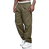Mens Casual Jogger Pants Relaxed Fit Cargo Pants Drawstring Sweatpants Hiking Outdoor Twill Sport Pants