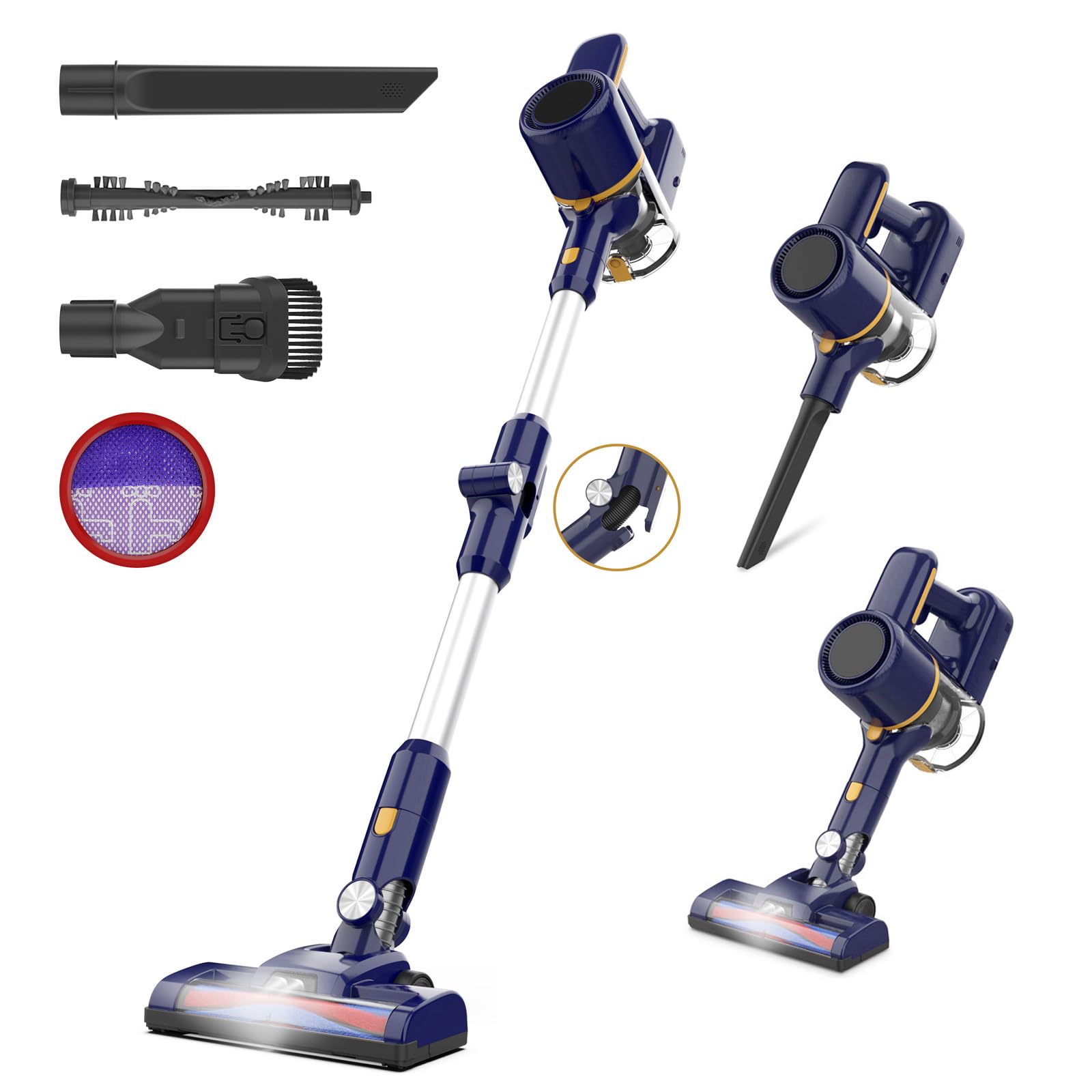 Photo 1 of Powaert Cordless Vacuum Cleaner, 6 in 1 Powerful Stick Vacuum for Home, 2200mAh Battery Vacuum Rechargeable, Lightweight Vacuum Cleaners for Hardwood Floors Pet Hair (Cobalt)