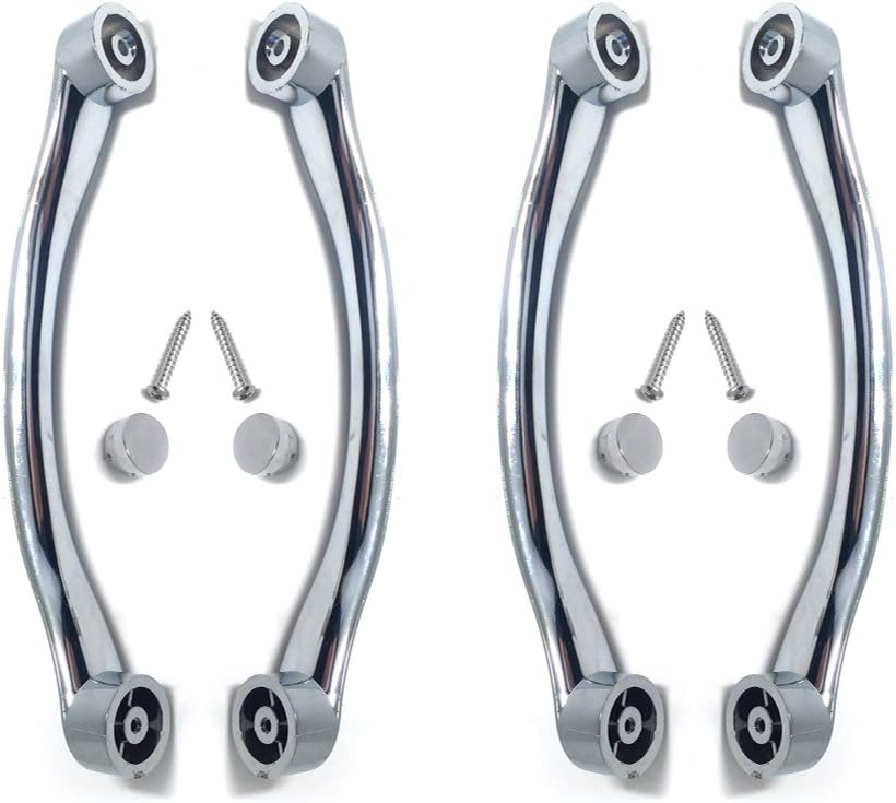 SmoothLY Replacement Shower Door Handles - Chrome Curved - Pair, Silver