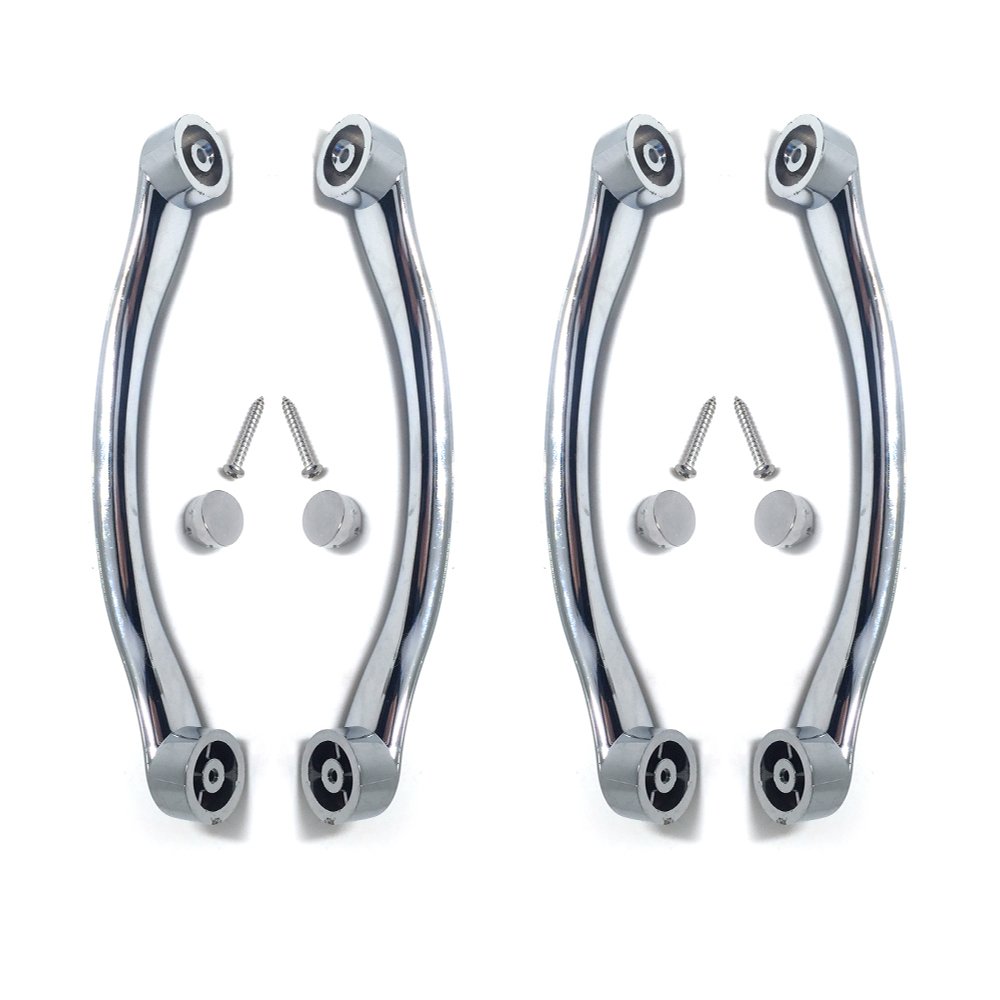 SmoothLY Replacement Shower Door Handles - Chrome Curved - Pair