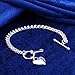IVYRISE Love Heart Charm Bracelet for Women Teen Girls 925 Sterling Silver Plated, Link Chain Bracelets Bangle Jewelry with Toggle Clasp