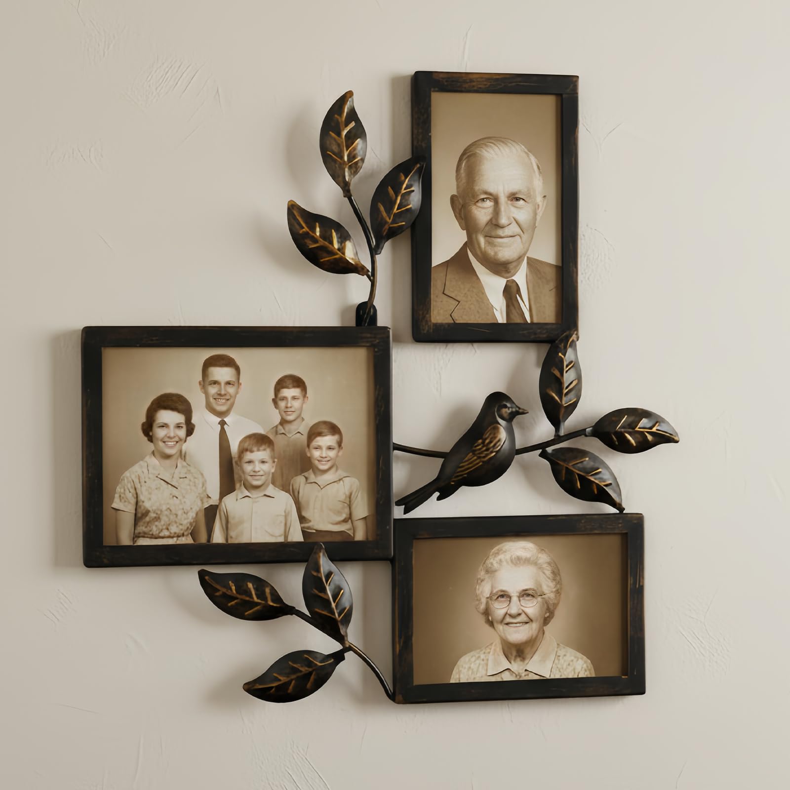 Photo 1 of ***DAMAGED -SELLING AS IS *** WOPARTY 4x6,5x7 Vintage Black Collage Metal Picture Frames, 3-Pack Photo Collage Frame for Wall Decor, H 14  inch x W 14.6 inch